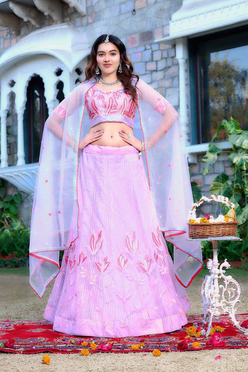 Women's Tussar Silk Patola Printed Lehenga Set with Dupatta ? Stitched with Can Can Flair - Pink