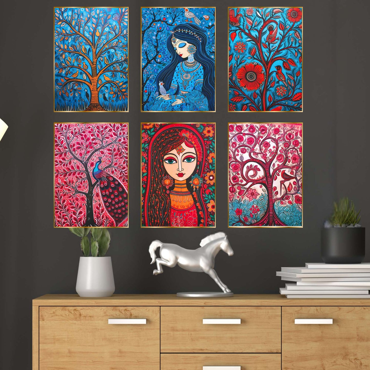 Set of Six Wall Paintings for Wall Dacoration Golden Framed Wall Paintings for Living Room & Bedroom Wall Art for Home Decoration & Office Wall DÃ©cor (13x10 inch CH-GD6-1)