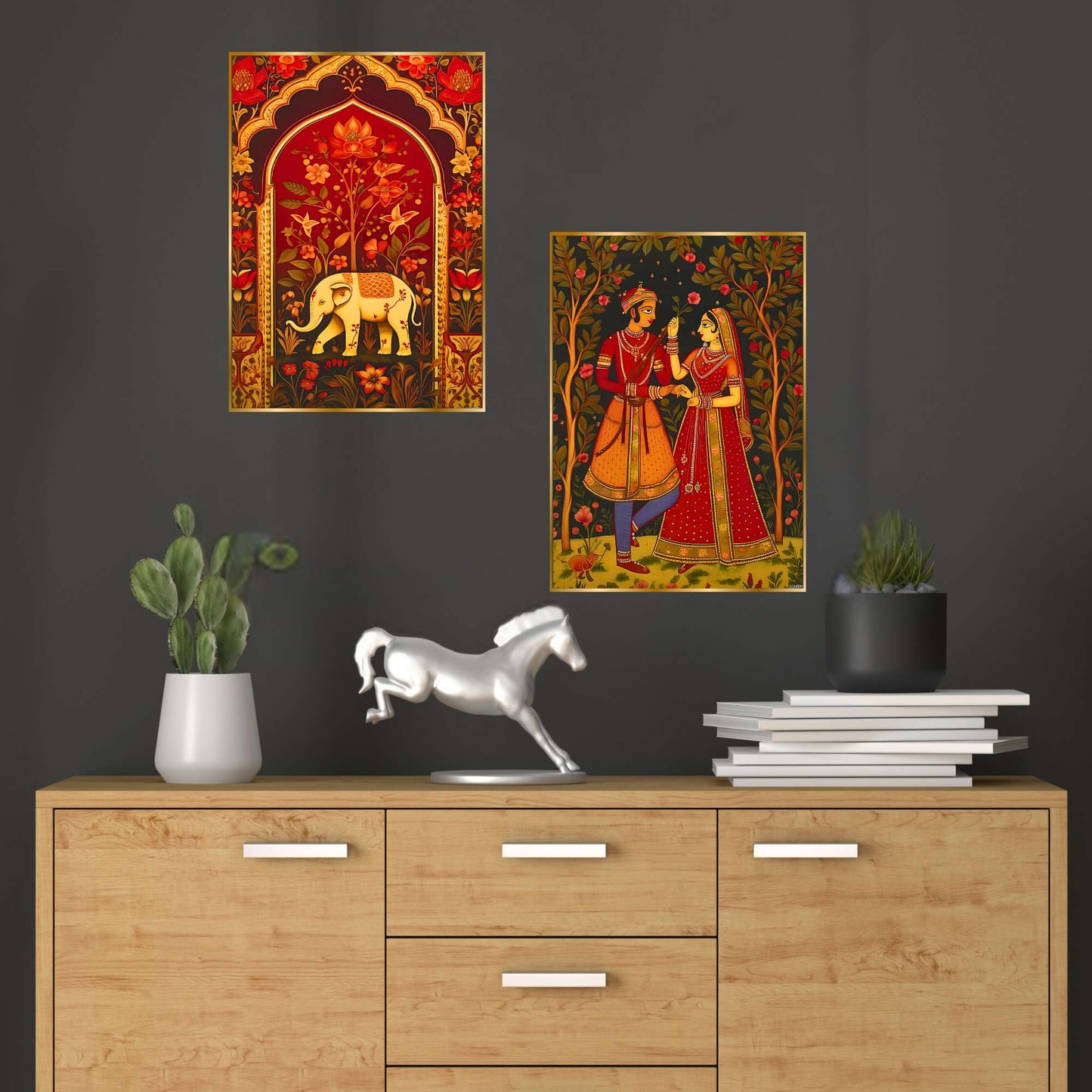 Set of Two Wall Paintings for Wall Dacoration Golden Framed Wall Paintings for Living Room & Bedroom Wall Art for Home Decoration & Office Wall DÃ©cor (14x11 inch CH-GD2-19)