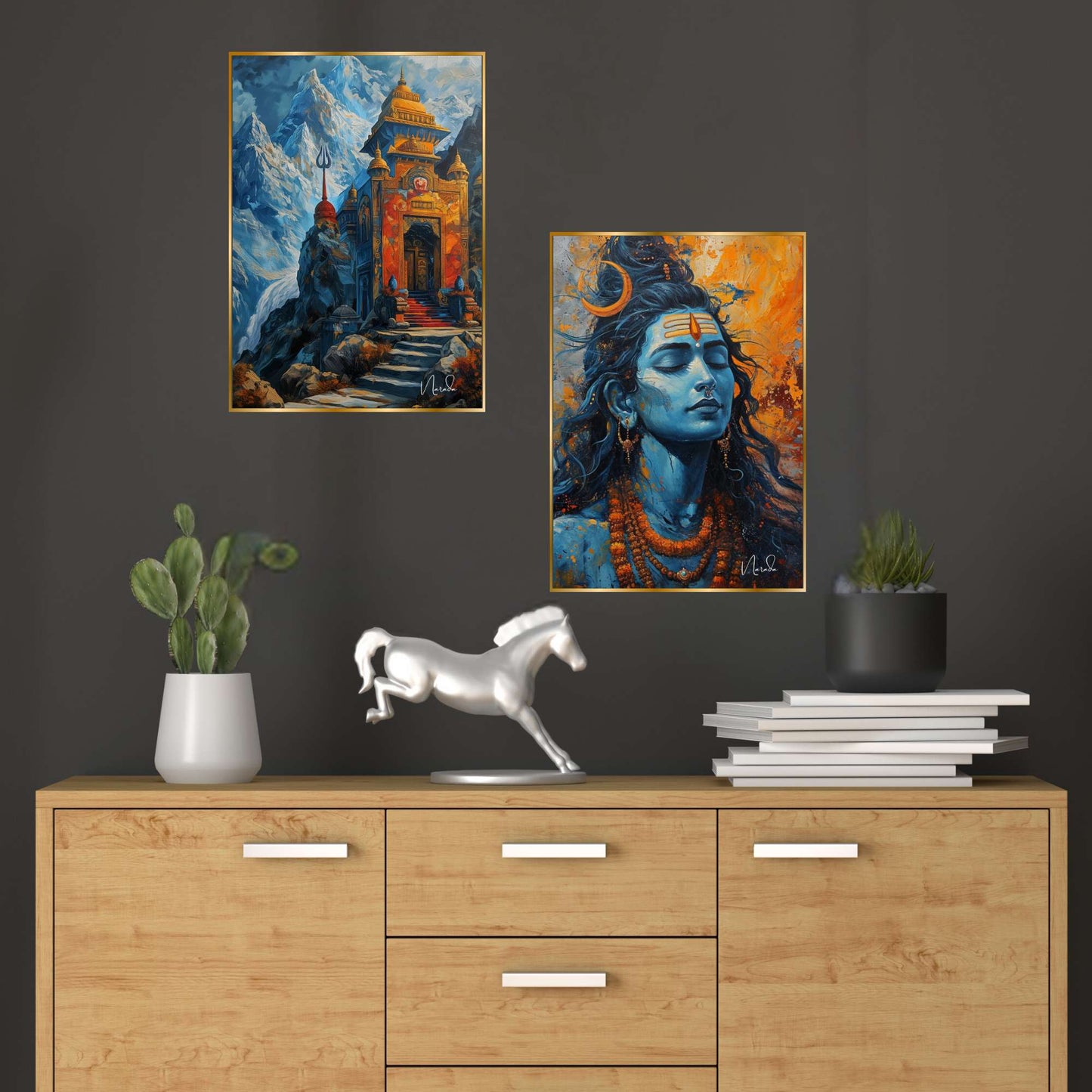Set of Two Wall Paintings for Wall Dacoration Golden Framed Wall Paintings for Living Room & Bedroom Wall Art for Home Decoration & Office Wall DÃ©cor (14x11 inch CH-GD2-7)
