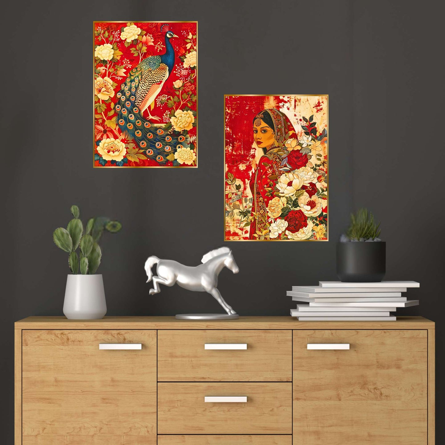 Set of Two Wall Paintings for Wall Dacoration Golden Framed Wall Paintings for Living Room & Bedroom Wall Art for Home Decoration & Office Wall DÃ©cor (14x11 inch CH-GD2-3)