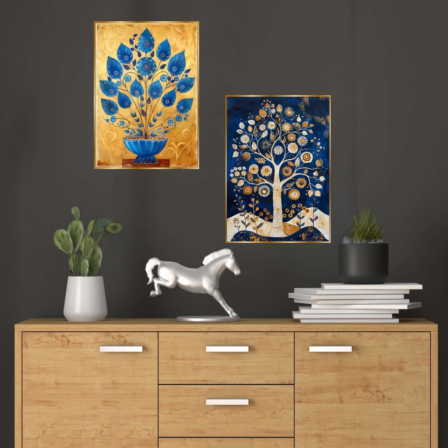 Set of Two Wall Paintings for Wall Dacoration Golden Framed Wall Paintings for Living Room & Bedroom Wall Art for Home Decoration & Office Wall DÃ©cor (14x11 inch CH-GD2-10)