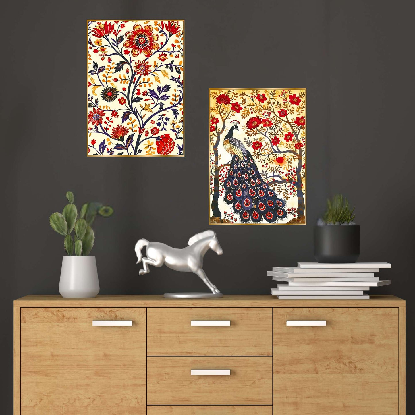 Set of Two Wall Paintings for Wall Dacoration Golden Framed Wall Paintings for Living Room & Bedroom Wall Art for Home Decoration & Office Wall DÃ©cor (14x11 inch CH-GD2-15)