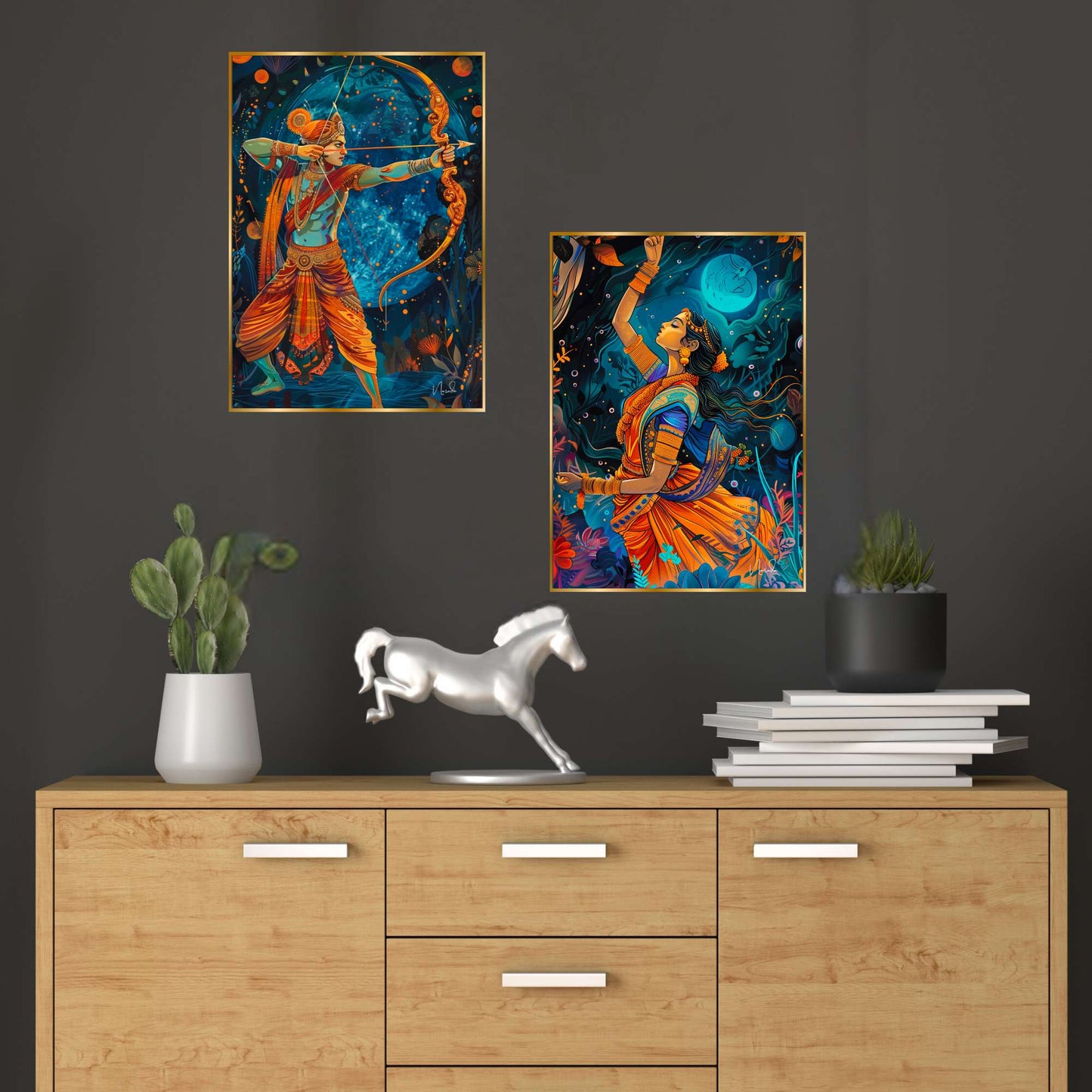 Set of Two Wall Paintings for Wall Dacoration Golden Framed Wall Paintings for Living Room & Bedroom Wall Art for Home Decoration & Office Wall DÃ©cor (14x11 inch CH-GD2-4)