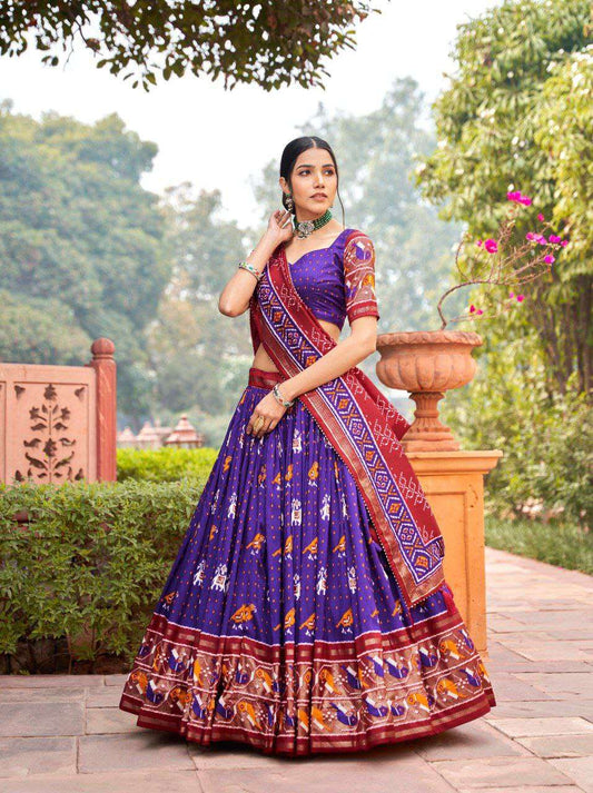 Women's Traditional Printed Lehenga Choli Set with Bandhani Dupatta ? Festive & Navratri Wear - Royal Blue