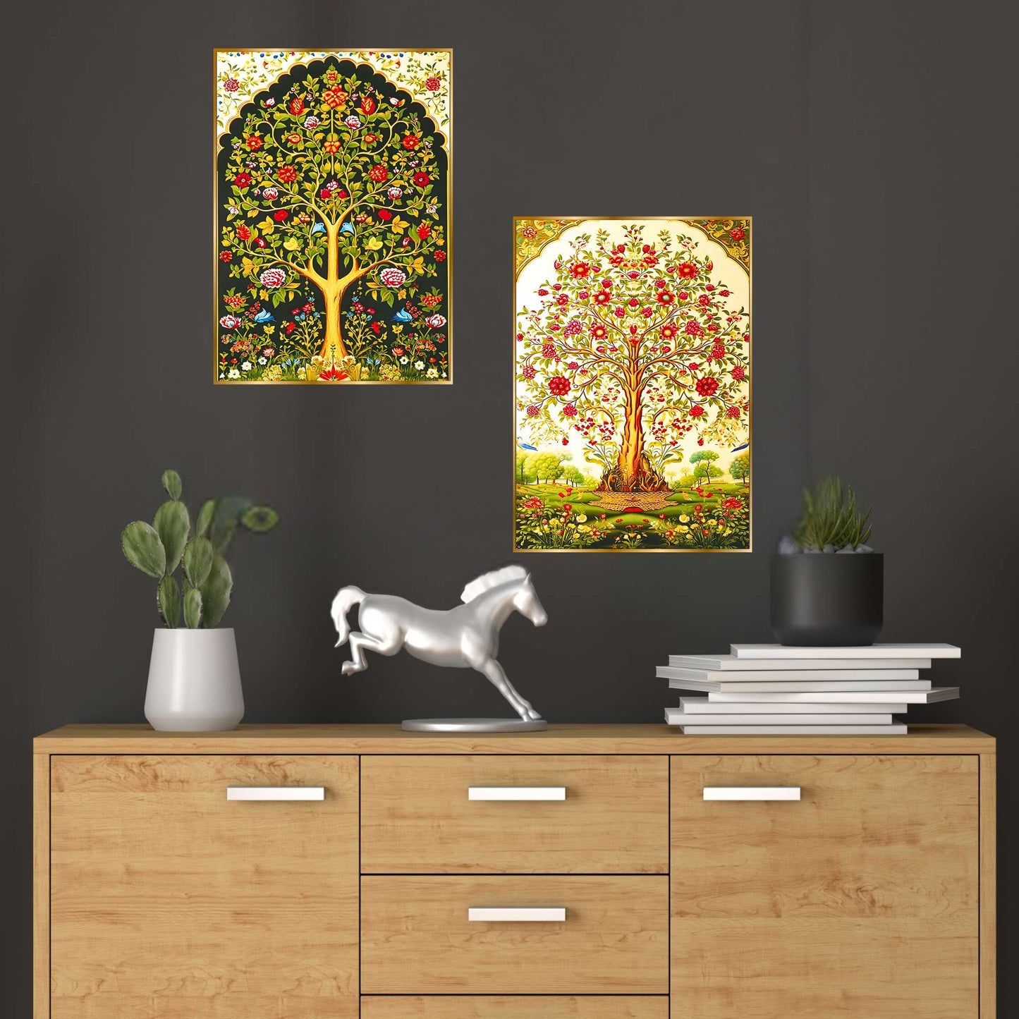 Set of Two Wall Paintings for Wall Dacoration Golden Framed Wall Paintings for Living Room & Bedroom Wall Art for Home Decoration & Office Wall DÃ©cor (14x11 inch CH-GD2-17)