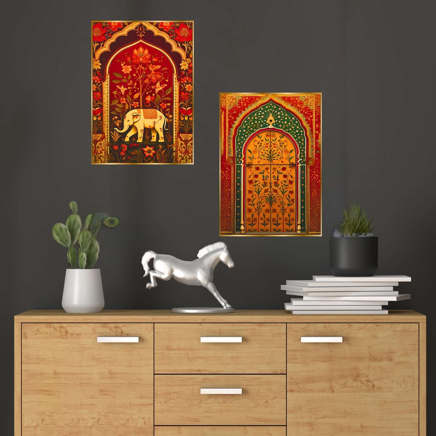 Set of Two Wall Paintings for Wall Dacoration Golden Framed Wall Paintings for Living Room & Bedroom Wall Art for Home Decoration & Office Wall DÃ©cor (14x11 inch CH-GD2-18)
