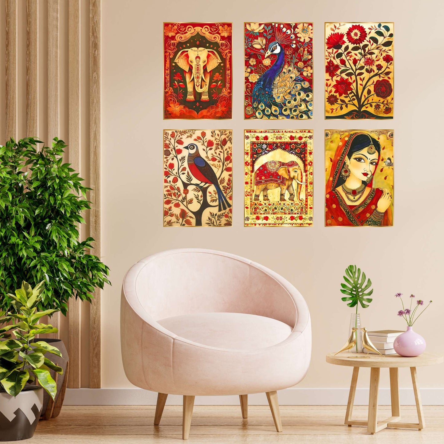 Set of Six Wall Paintings for Wall Dacoration Golden Framed Wall Paintings for Living Room & Bedroom Wall Art for Home Decoration & Office Wall DÃ©cor (17x13 inch CH-GD6-8)
