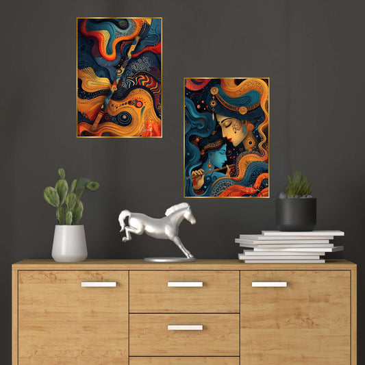 Set of Two Wall Paintings for Wall Dacoration Golden Framed Wall Paintings for Living Room & Bedroom Wall Art for Home Decoration & Office Wall DÃ©cor (14x11 inch CH-GD2-6)