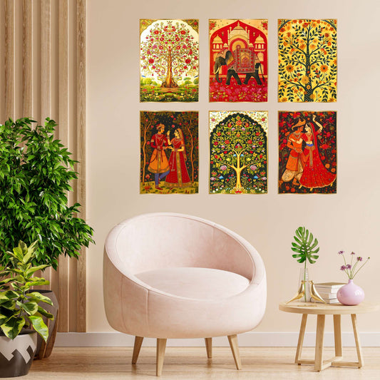 Set of Six Wall Paintings for Wall Dacoration Golden Framed Wall Paintings for Living Room & Bedroom Wall Art for Home Decoration & Office Wall DÃ©cor (17x13 inch CH-GD6-10)