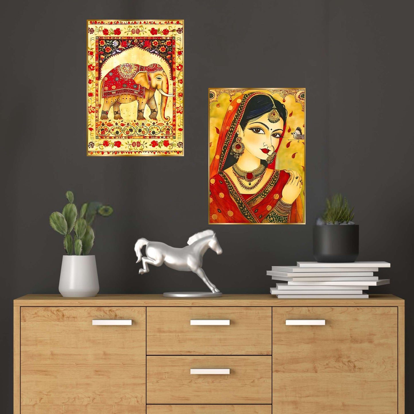 Set of Two Wall Paintings for Wall Dacoration Golden Framed Wall Paintings for Living Room & Bedroom Wall Art for Home Decoration & Office Wall DÃ©cor (14x11 inch CH-GD2-11)