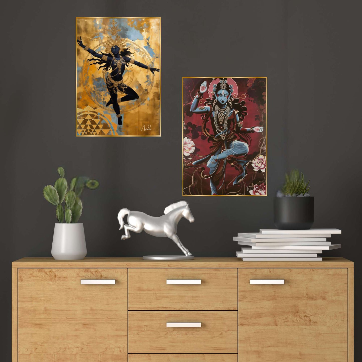 Set of Two Wall Paintings for Wall Dacoration Golden Framed Wall Paintings for Living Room & Bedroom Wall Art for Home Decoration & Office Wall DÃ©cor (14x11 inch CH-GD2-1)