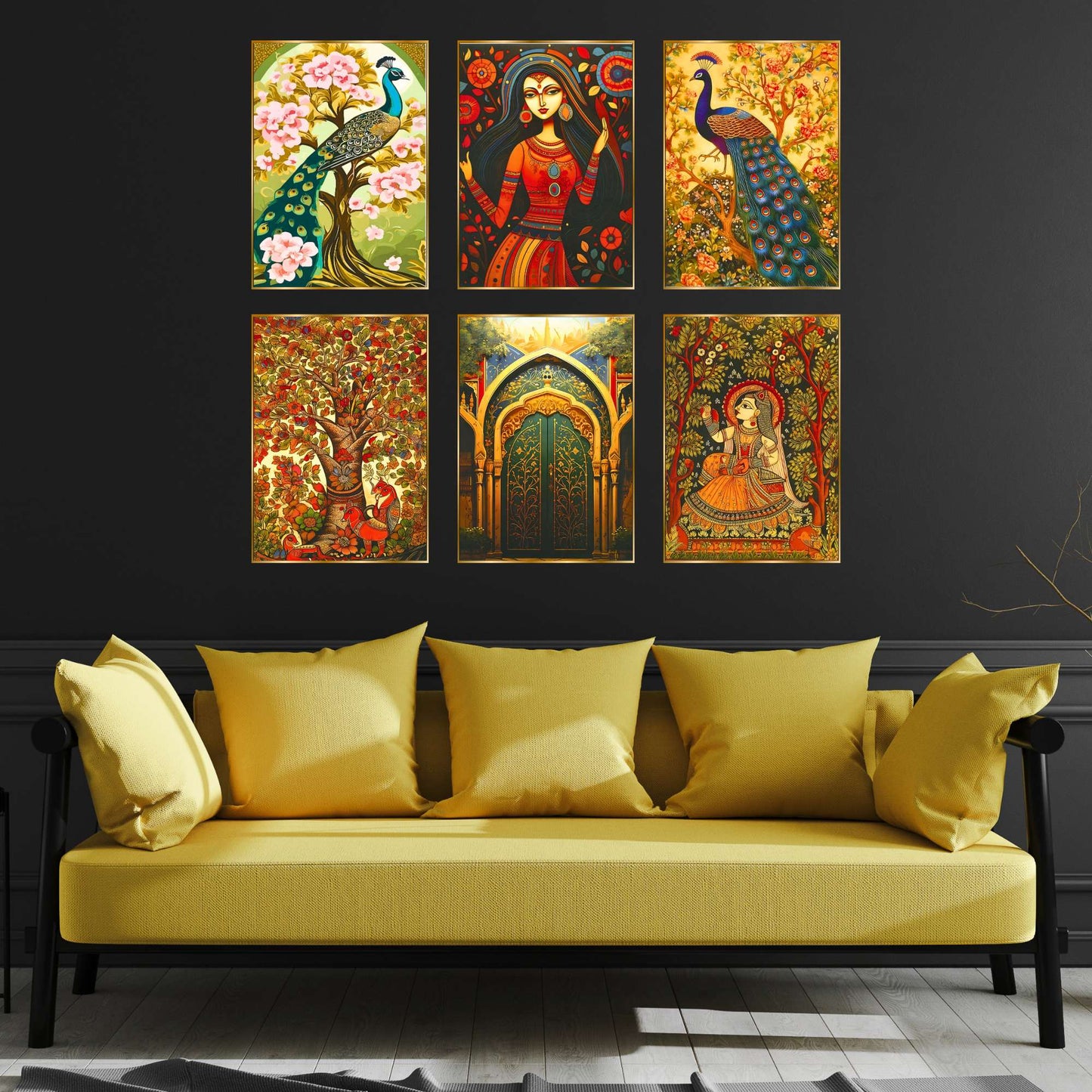 Set of Six Wall Paintings for Wall Dacoration Golden Framed Wall Paintings for Living Room & Bedroom Wall Art for Home Decoration & Office Wall DÃ©cor (13x10 inch CH-GD6-2)