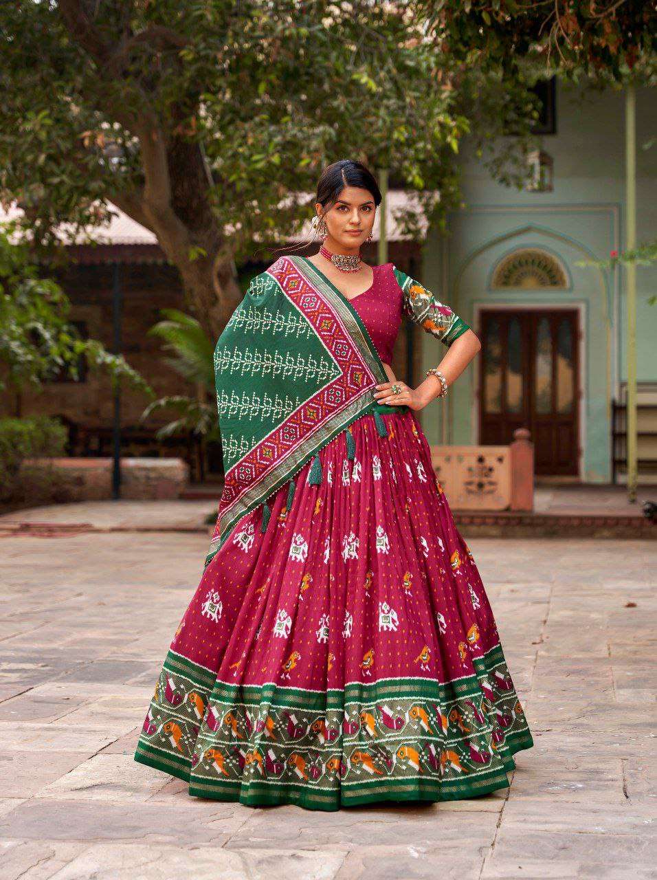 Women's Traditional Printed Lehenga Choli Set with Bandhani Dupatta ? Festive & Navratri Wear - Maroon