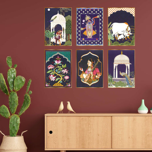Set of Six Wall Paintings for Wall Dacoration Golden Framed Wall Paintings for Living Room & Bedroom Wall Art for Home Decoration & Office Wall DÃ©cor (13x10 inch CH-GD6-3)
