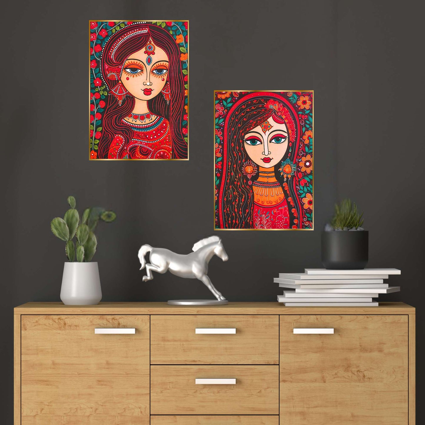 Set of Two Wall Paintings for Wall Dacoration Golden Framed Wall Paintings for Living Room & Bedroom Wall Art for Home Decoration & Office Wall DÃ©cor (14x11 inch CH-GD2-12)