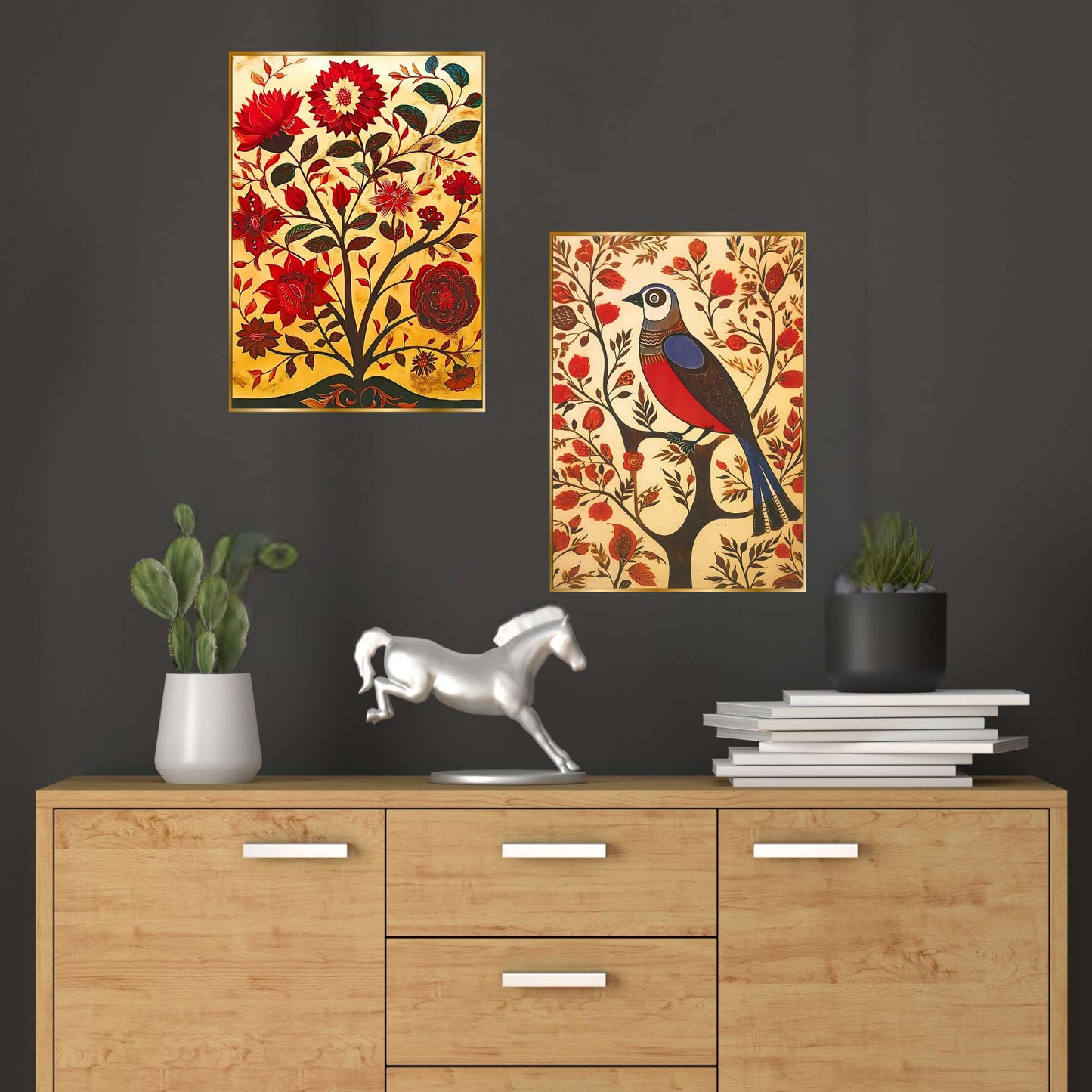 Set of Two Wall Paintings for Wall Dacoration Golden Framed Wall Paintings for Living Room & Bedroom Wall Art for Home Decoration & Office Wall DÃ©cor (14x11 inch CH-GD2-13)