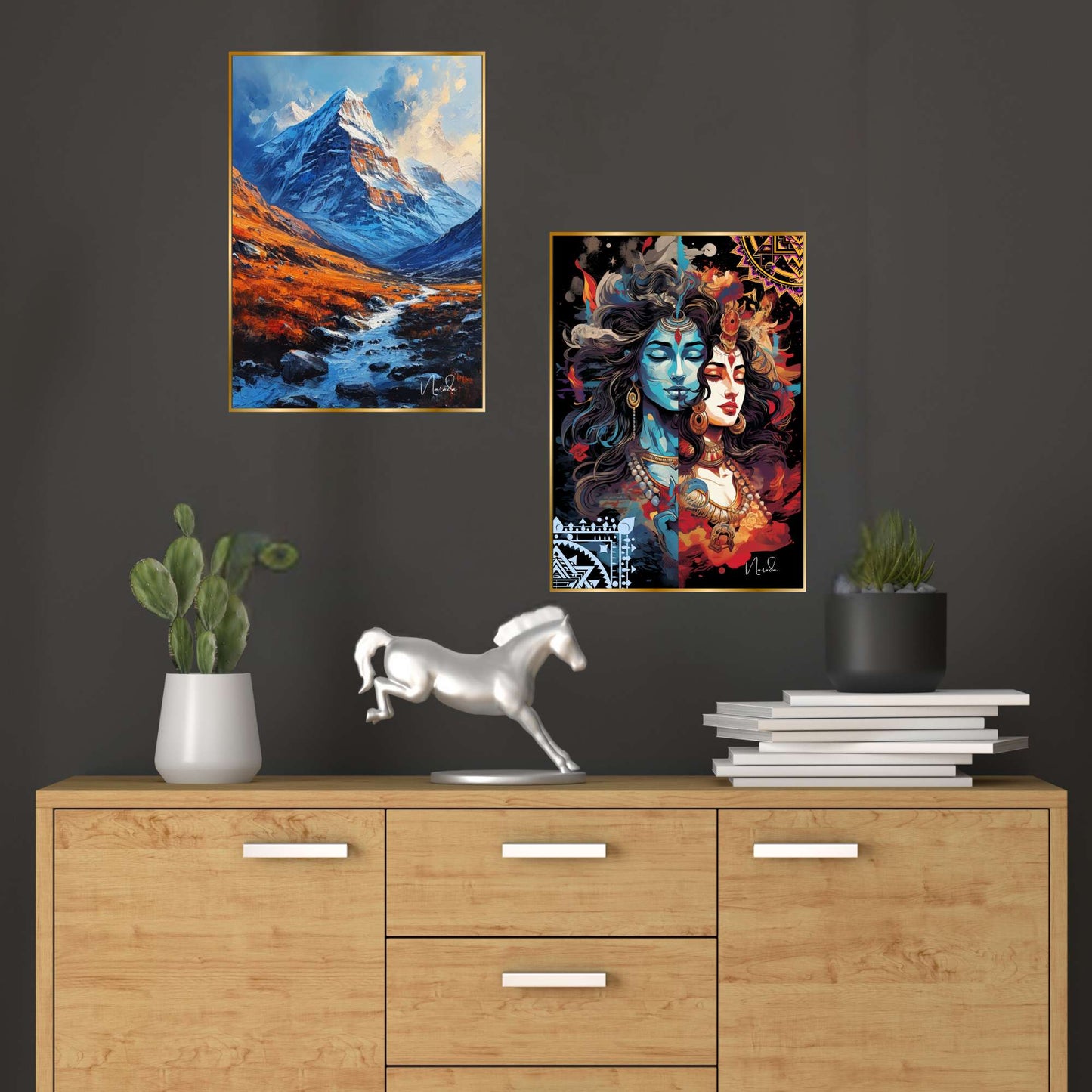 Set of Two Wall Paintings for Wall Dacoration Golden Framed Wall Paintings for Living Room & Bedroom Wall Art for Home Decoration & Office Wall DÃ©cor (14x11 inch CH-GD2-9)