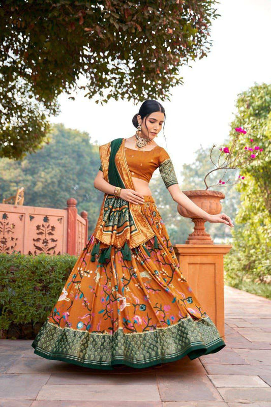 Women's Ethnic Printed Lehenga Choli Set with Tassel Dupatta ? Perfect for Festivals & Functions - Yellow