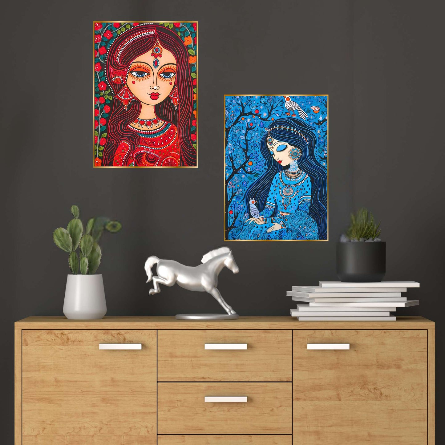 Set of Two Wall Paintings for Wall Dacoration Golden Framed Wall Paintings for Living Room & Bedroom Wall Art for Home Decoration & Office Wall DÃ©cor (14x11 inch CH-GD2-2)